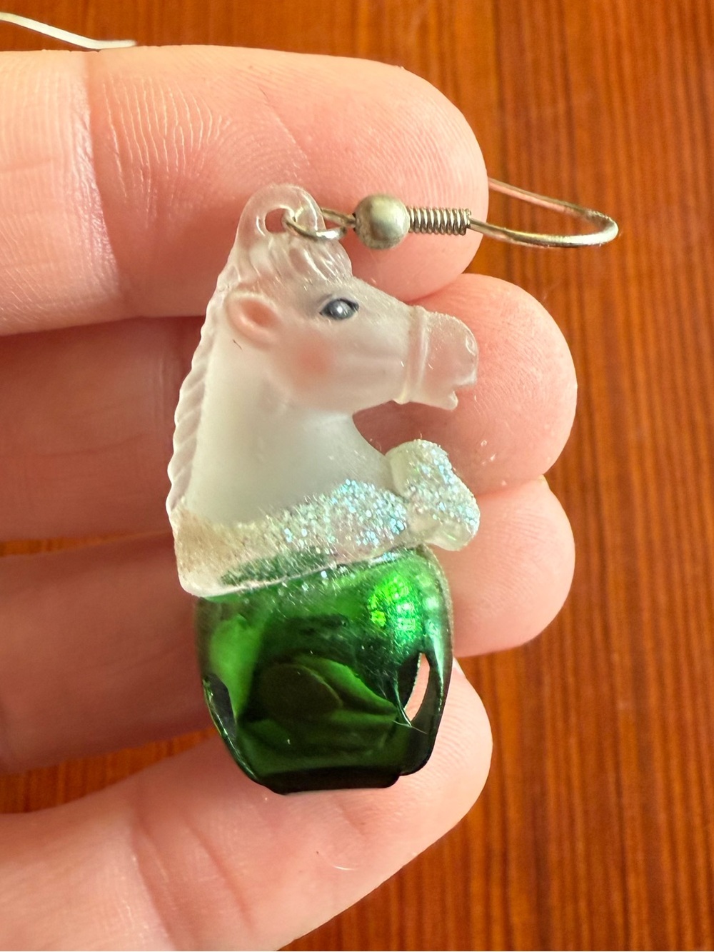 Horse earrings, Christmas horse earrings, holiday horse bells